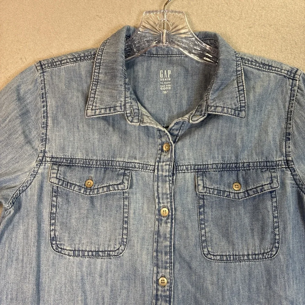 GAP Kids Denim Jean Shirt Dress Long Sleeve Button Front Pockets Blue Size XXL